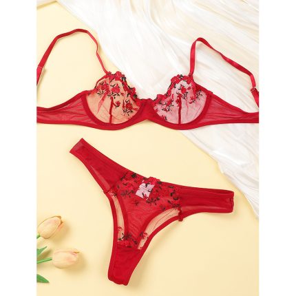 Flower Transparent bra panty set